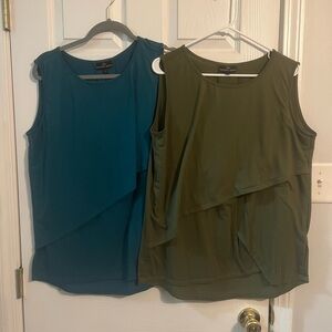 Nursing Queen Teal and Olive Sleeveless Blouses
